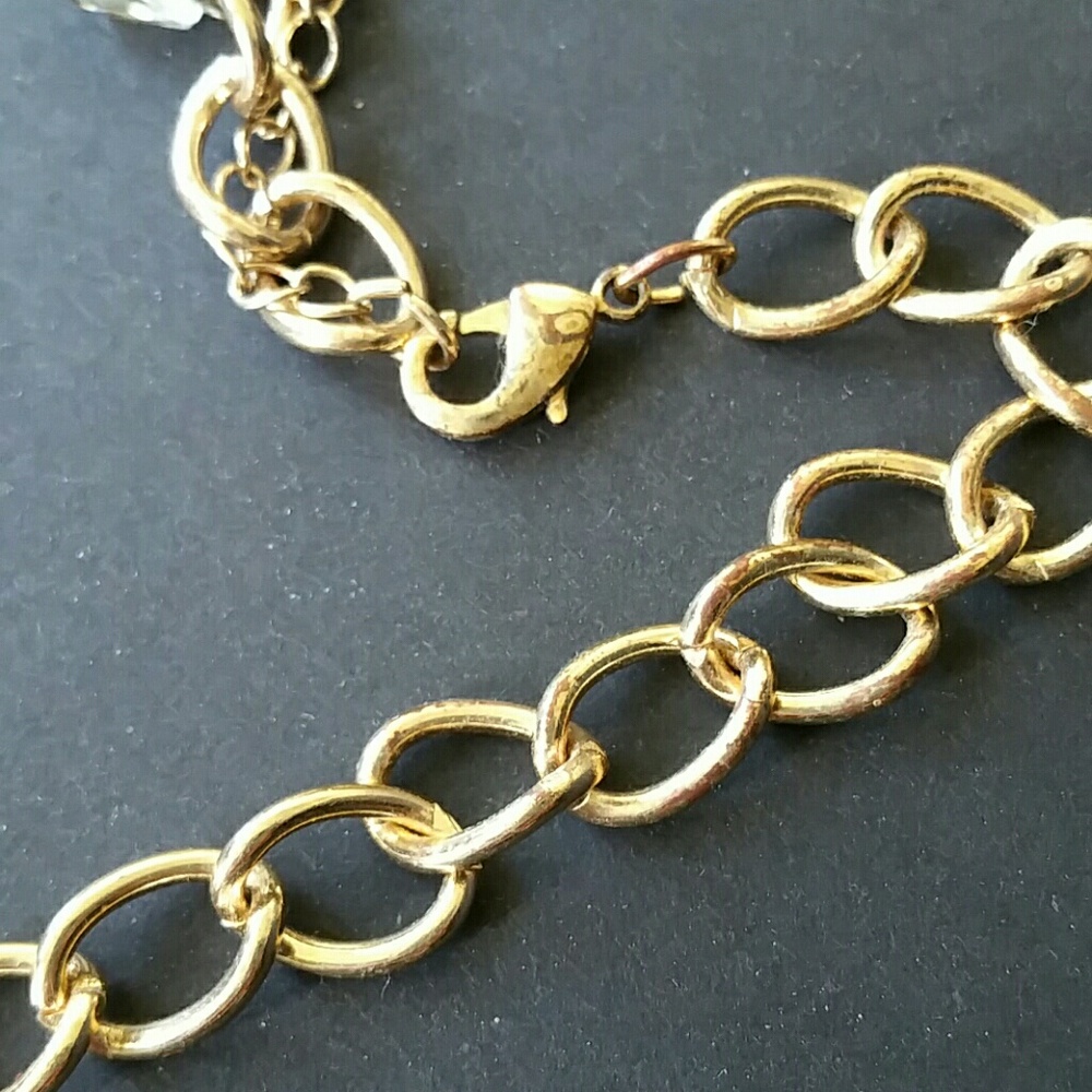 Smokey Crystal Jewelled Gold Statement Necklace - Picture 4 of 4